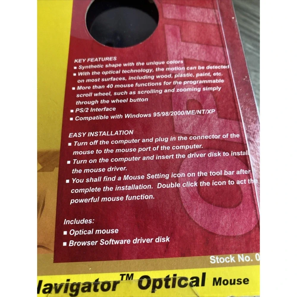Inland u-Navigator Optical Mouse Vintage PS/2 Wired White Blue 07236 New Sealed